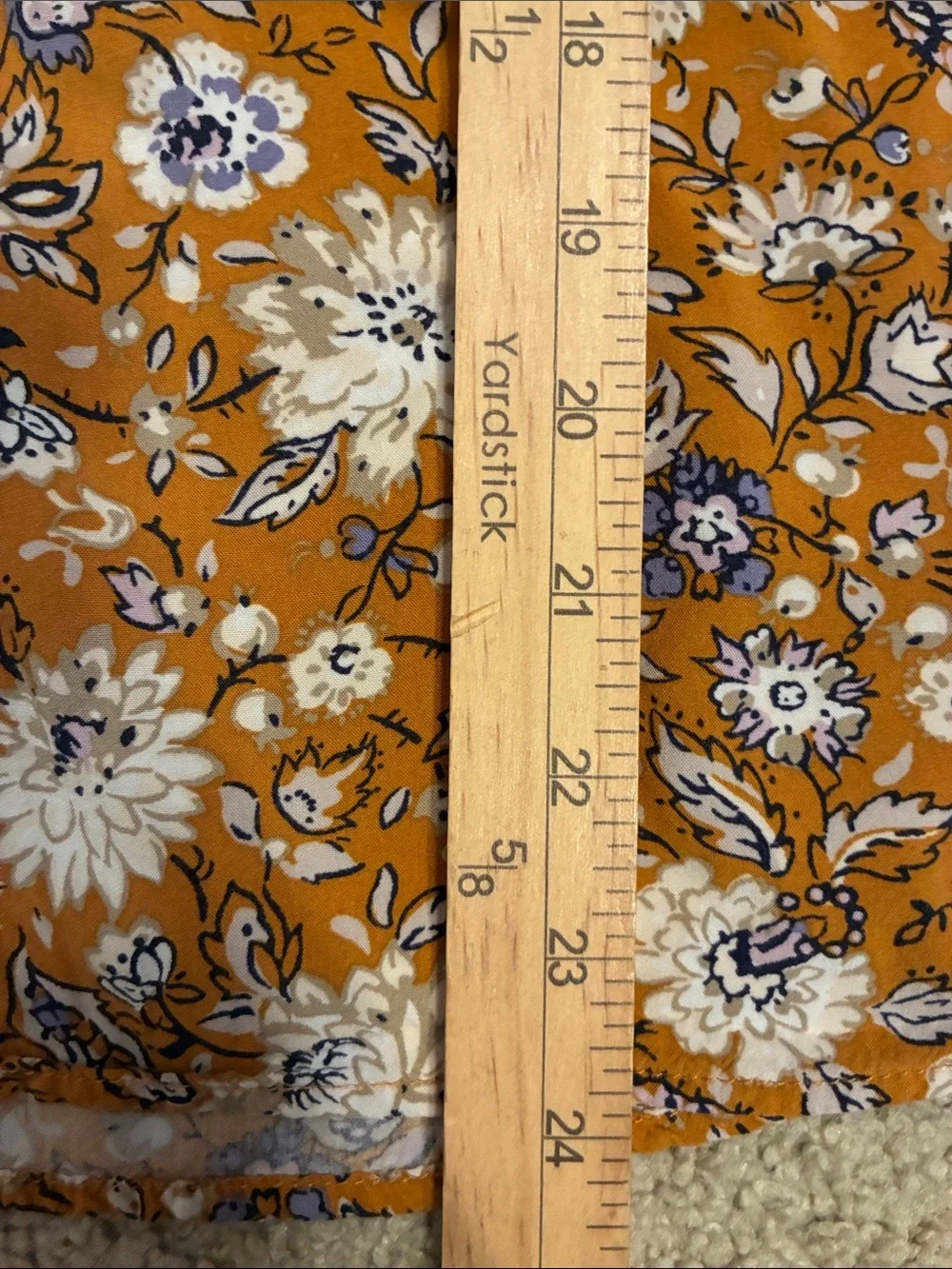 Old Navy Mustard Yellow Floral V-Neck Short Sleeve Cinch Blouse  XL